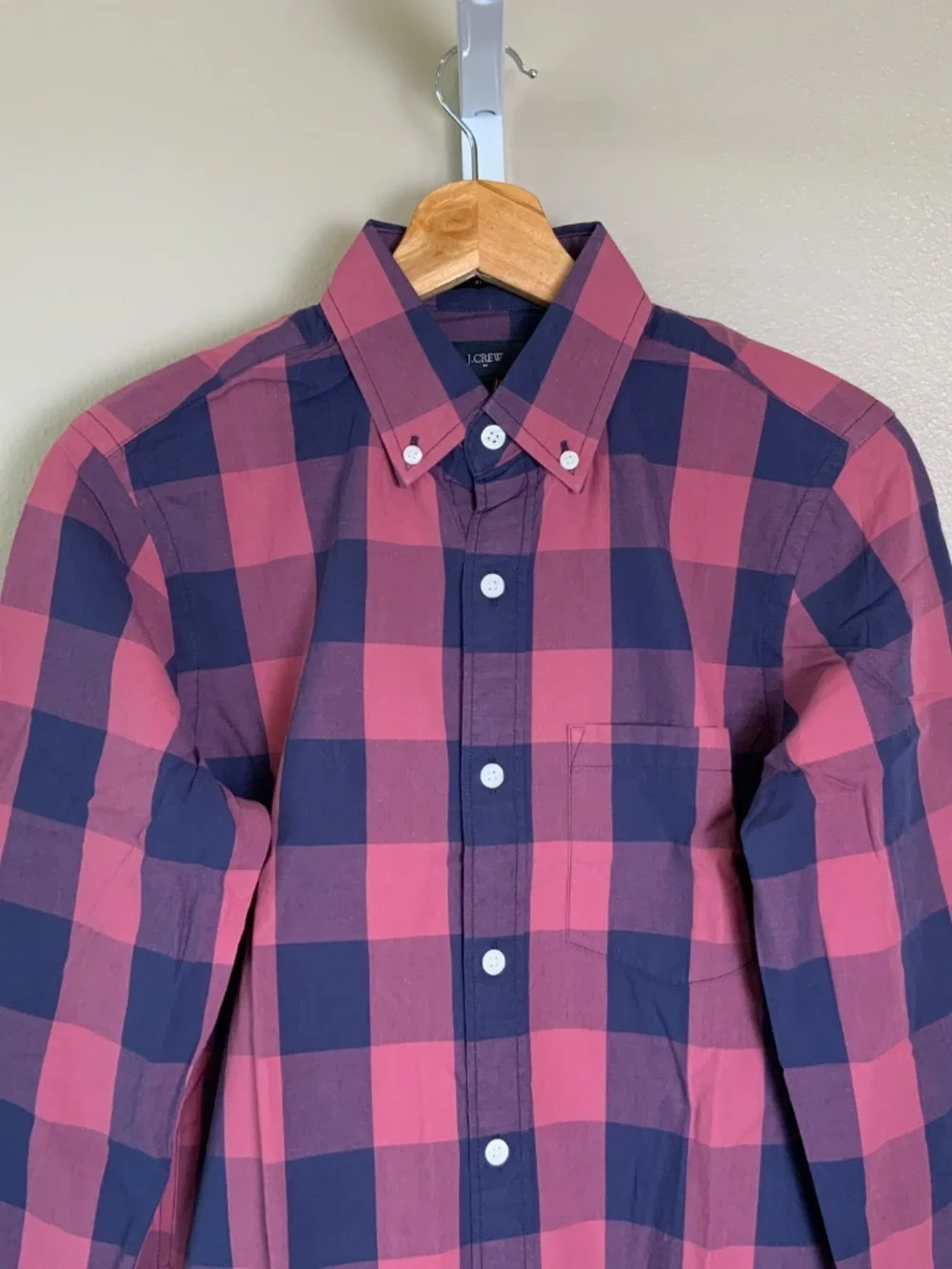 J. Crew Factory Gingham Buffalo Check Slim Washed Button Down Oxford Shirt